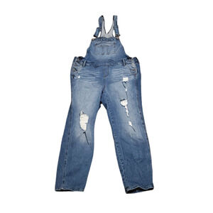 Torrid Denim Distressed Overalls Bib Pockets Straight Leg Women Plus Size 18